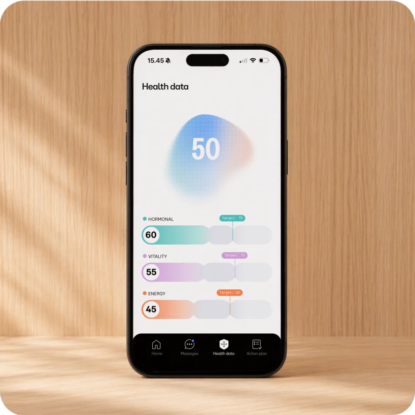 Phone showing the Cue health data dashboard